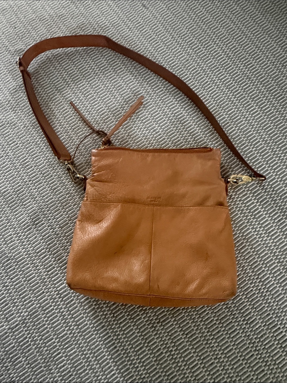 margot Cognac Leather Crossbody Bag with Adjustable Strap